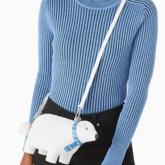 BEAUTIFUL ARTIC FRIENDS POLAR ANIMAL WHITE BEAR WEARING BLUE SCARF KATE SPADE - Picture 9 of 9